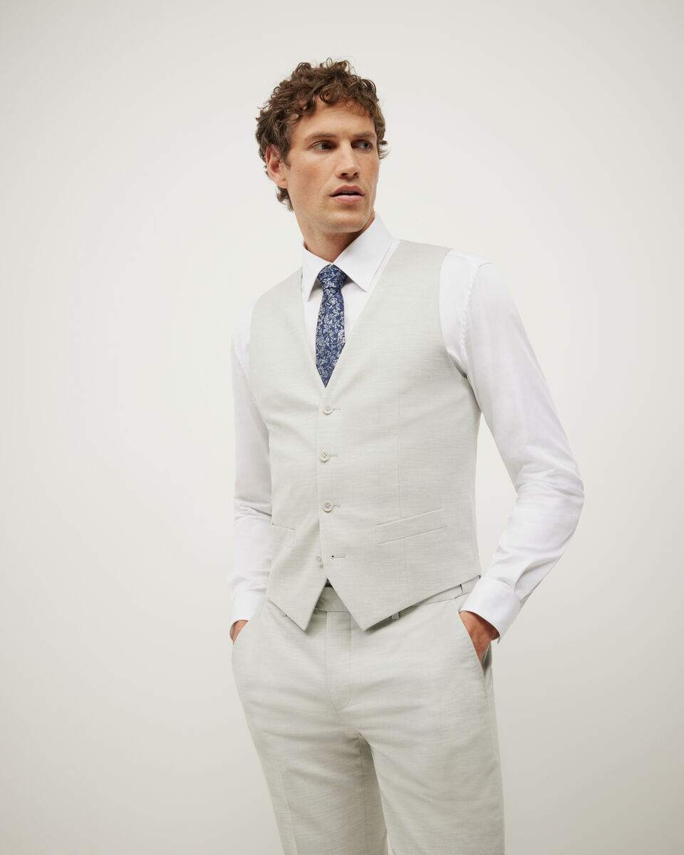 Textured Tailored Vest, Light Grey, hi-res